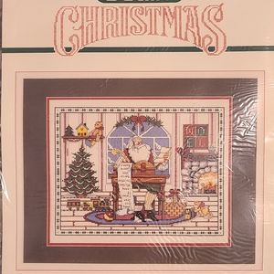 VTG  NWOT "CHECKING HIS LIST"  BUCILLA CHRISTMAS CROSS STITCH KIT UNOPENED 82815